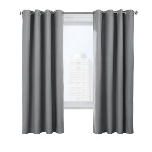 Thermaplus Ventura Blackout UV Protection Grommet Curtain Panel Pair for Windows Each 52 x 84 Dark Grey