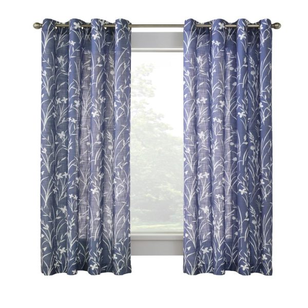 Commonwealth Bradford Floral Printed Top Panel With 8 Matt Silver Grommets - Blue - 图片 4