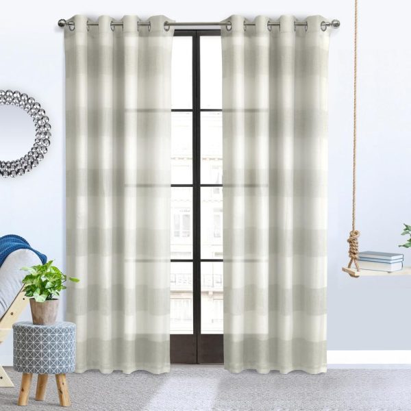 Habitat Paraiso Eclectic Smooth Textured Brighten Space Sheer Panel Grommet Curtain Panel Ivory Grey - 图片 6