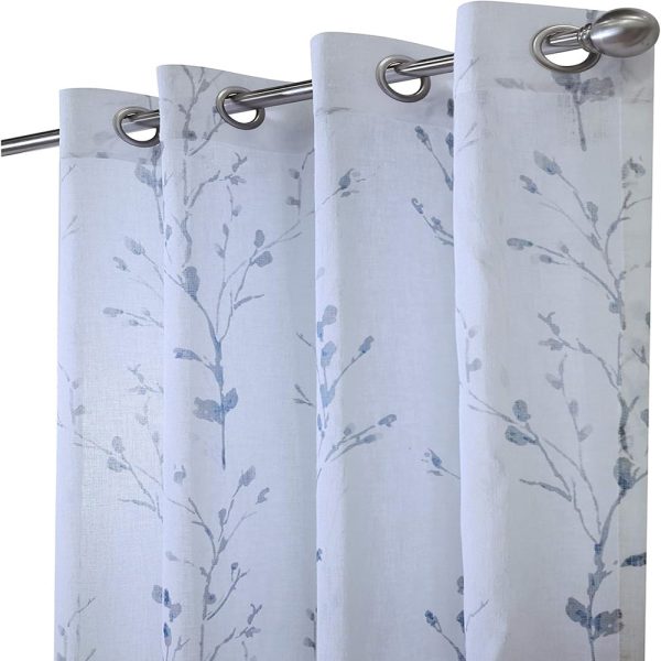Commonwealth Primavera Style Panel Printed Floral Curtain. White - 图片 3