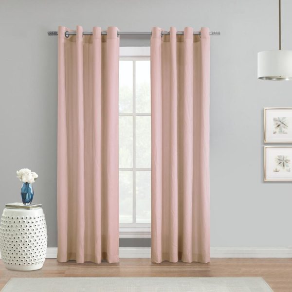 Habitat Harmony Light Filtering Crinkled Texture on Supple Drapeable Flowing Fabric Grommet Curtain Panel Rose - 图片 6