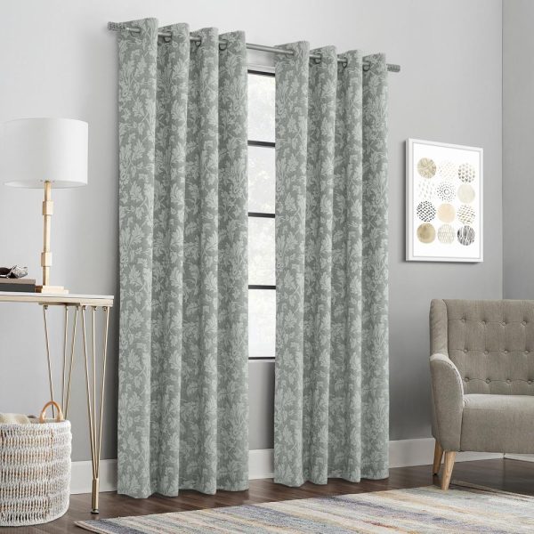 Habitat Valencia Light Filtering Provide Daytime Privacy Rich Woven Branch Leaf Design Grommet Curtain Panel Grey - 图片 7