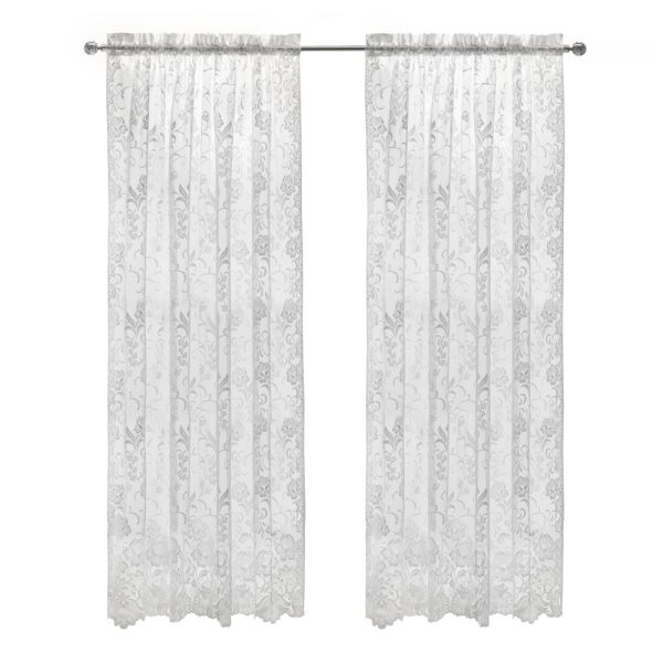 Habitat Limoges Sheer Rod Pocket Timeless and Naturalistic Floral Designs Curtain Panel White - 图片 8