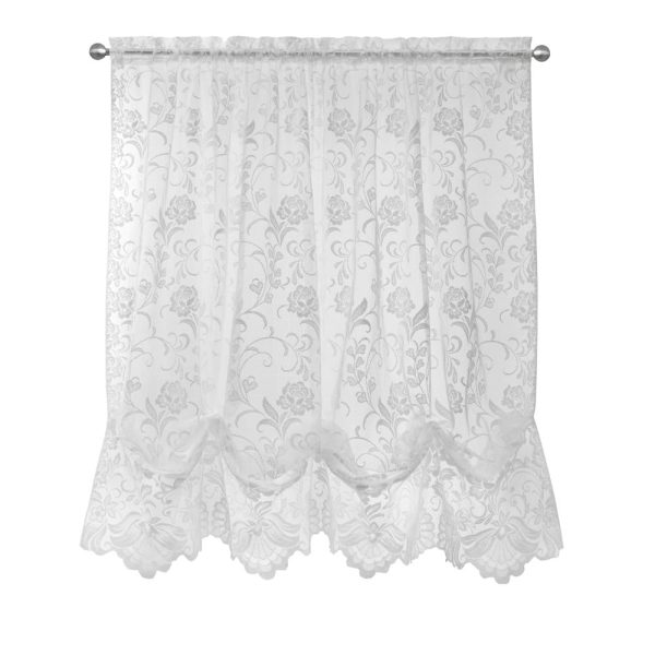 Habitat Limoges Sheer Rod Pocket Timeless Romantic Floral Lace Design Balloon Curtain 55 x 63 - 图片 2