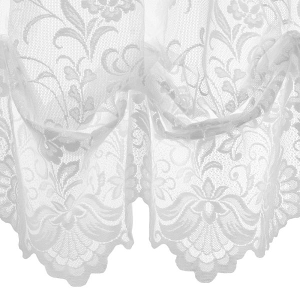 Habitat Limoges Sheer Rod Pocket Timeless Romantic Floral Lace Design Balloon Curtain 55 x 63 - 图片 3