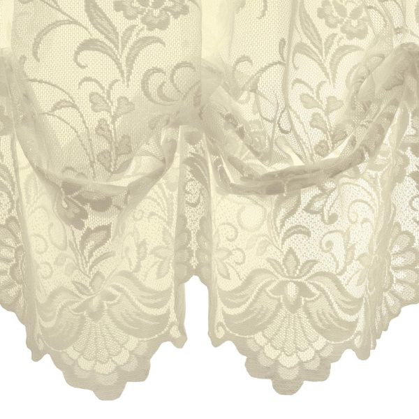 Habitat Limoges Sheer Rod Pocket Timeless Romantic Floral Lace Design Balloon Curtain 55 x 63 - 图片 7