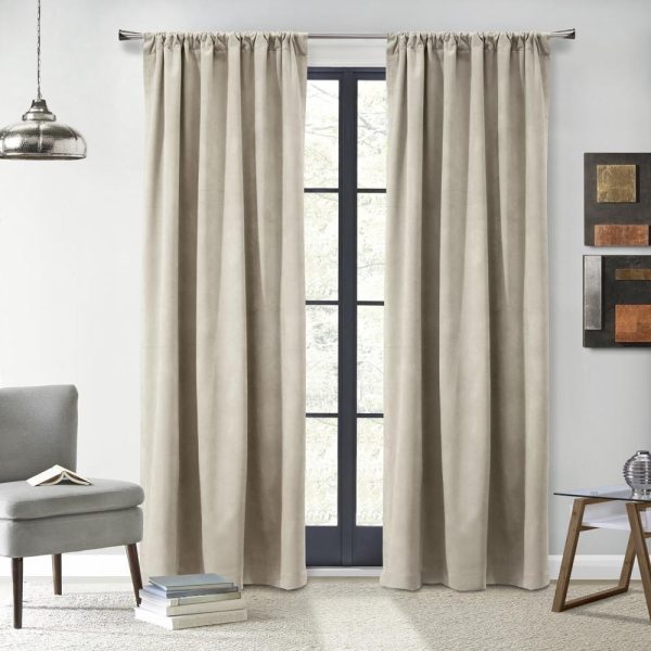 Thermalogic Seren Classic Velvet Room Darkening Dual Header Energy Efficient Curtain Panel Oyster - 图片 7
