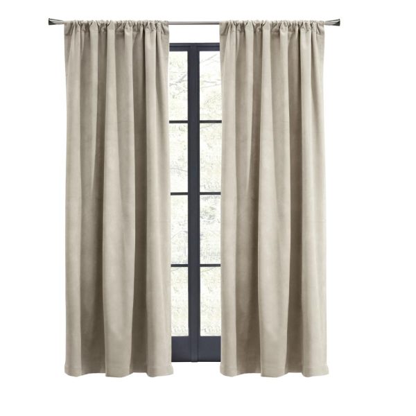 Thermalogic Seren Classic Velvet Room Darkening Dual Header Energy Efficient Curtain Panel Oyster - 图片 2