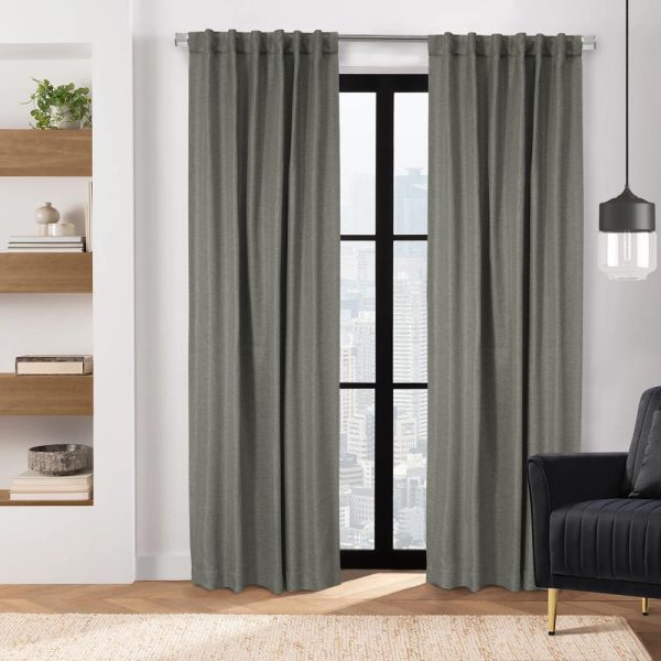 Thermalogic Galati Room Darkening Trendy Textured Herringbone Motif Dual Header Curtain Panel - 图片 5