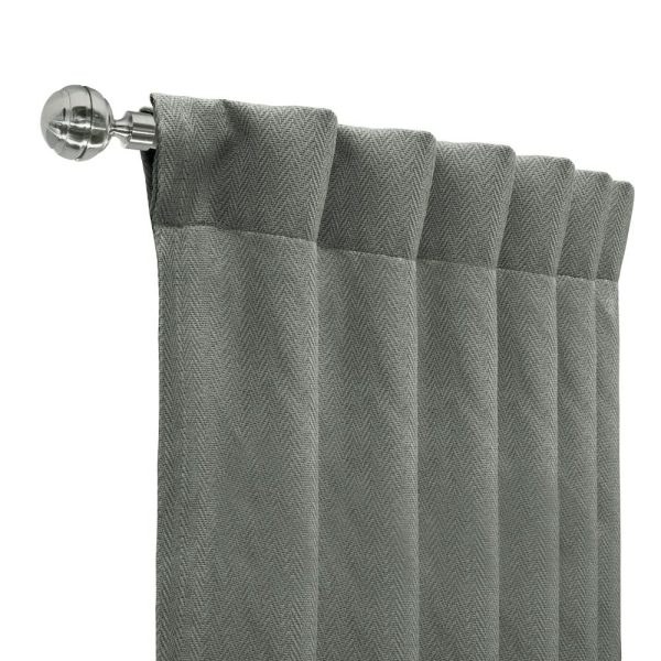 Thermalogic Galati Room Darkening Trendy Textured Herringbone Motif Dual Header Curtain Panel - 图片 2