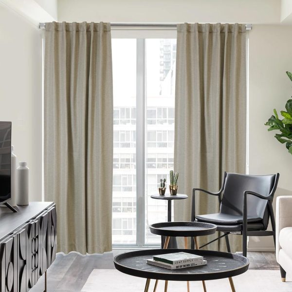 Thermalogic Galati Room Darkening Elegantly Blocking Most Light Dual Header Curtain Panel Linen
