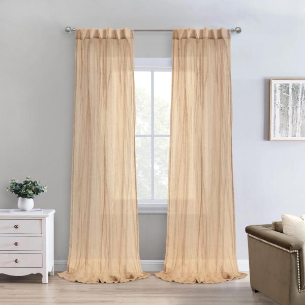 Habitat Paloma Sheer Dual Header Stylish and Functional Curtain Panel Apricot - 图片 9