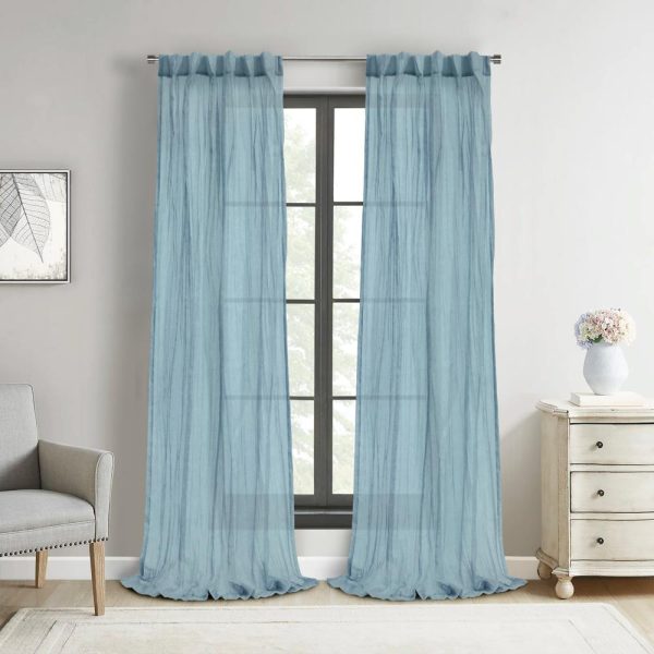Habitat Paloma Sheer Dual Header Stylish and Functional Curtain Panel Blue - 图片 2