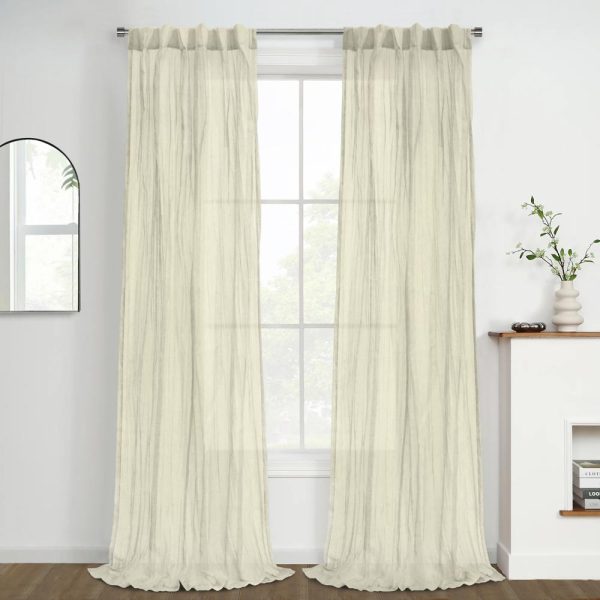 Habitat Paloma Sheer Dual Header Stylish and Functional Curtain Panel Cream - 图片 2