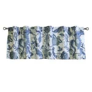 Habitat Jacobean Garden Light Filtering Window Treatment Dual Header Valance 52 x 15 for Bedroom Livingroom Blue