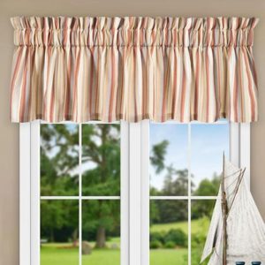 Ellis Curtain Mason Stripe High Quality Water Proof Room Darkening Blackout Tailored Window Valance - 80 x 15 Clay