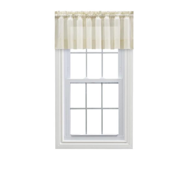 Ellis Curtain Shadow Stripe 1.5 Rod Pocket Tailored Valance for Windows 82 x 12 Natural