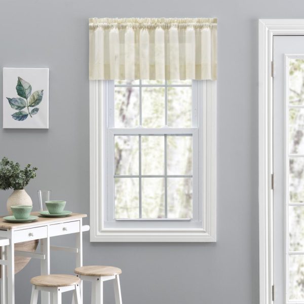 Ellis Curtain Shadow Stripe 1.5 Rod Pocket Tailored Valance for Windows 82 x 12 Natural - 图片 2