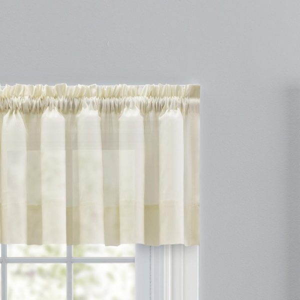 Ellis Curtain Shadow Stripe 1.5 Rod Pocket Tailored Valance for Windows 82 x 12 Natural - 图片 3