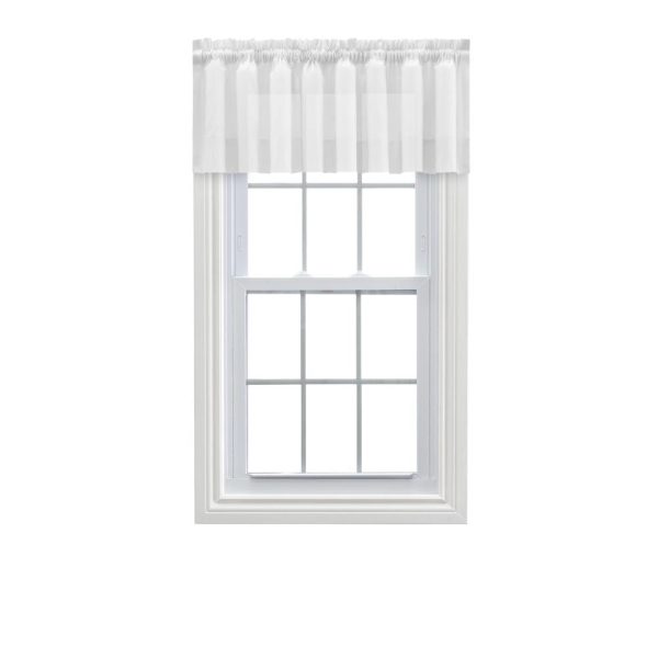 Ellis Curtain Shadow Stripe 1.5 Rod Pocket Tailored Valance for Windows 82 x 12 White