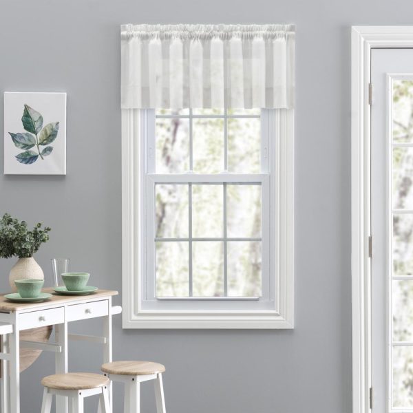 Ellis Curtain Shadow Stripe 1.5 Rod Pocket Tailored Valance for Windows 82 x 12 White - 图片 2