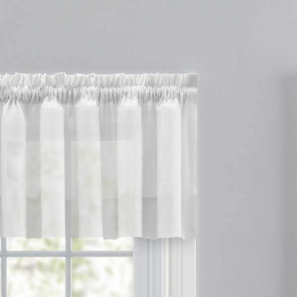 Ellis Curtain Shadow Stripe 1.5 Rod Pocket Tailored Valance for Windows 82 x 12 White - 图片 3