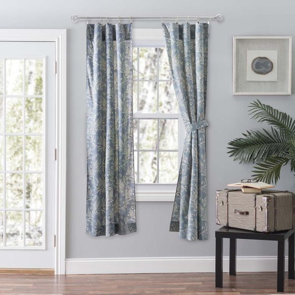 Ellis Curtain Lexington Leaf Pattern on Colored Ground Curtain Pair with Ties - 图片 2