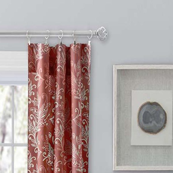 Ellis Curtain Lexington Leaf Pattern on Colored Ground Curtain Pair with Ties Brick - 图片 3