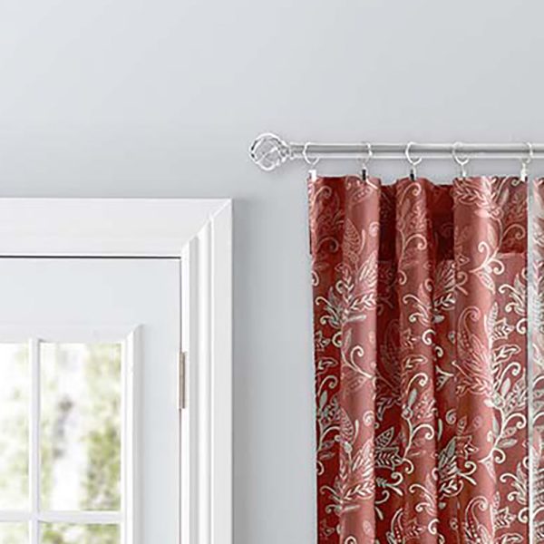 Ellis Curtain Lexington Leaf Pattern on Colored Ground Curtain Pair with Ties Brick - 图片 8