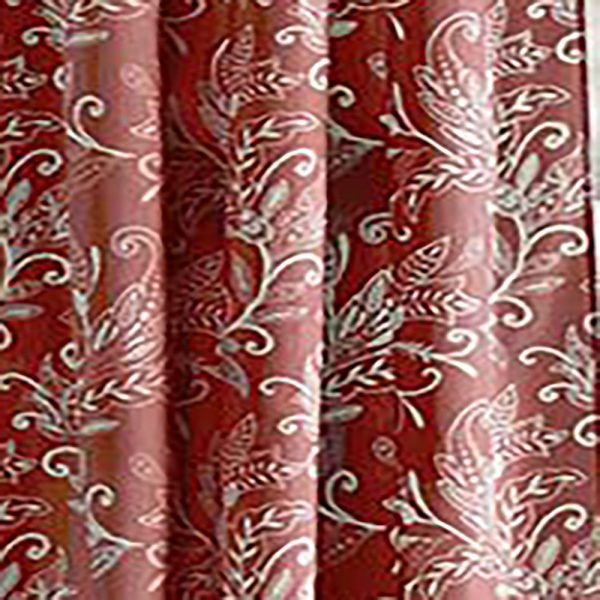 Ellis Curtain Lexington Leaf Pattern on Colored Ground Curtain Pair with Ties Brick - 图片 9