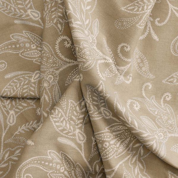 Ellis Curtain Lexington Leaf Pattern on Colored Ground Curtain Pair with Ties Tan - 图片 9