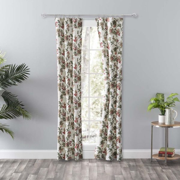 Ellis Curtain Madison Floral Printed Natural Ground Tailored 3 Rod Pocket Panel Pair with Tiebacks Brick - 图片 6