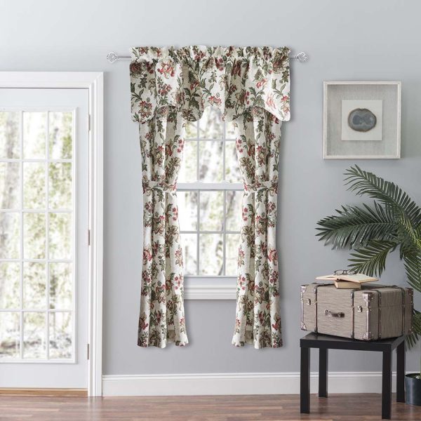 Ellis Curtain Madison Floral Printed Natural Ground Tailored 3 Rod Pocket Panel Pair with Tiebacks Brick - 图片 7
