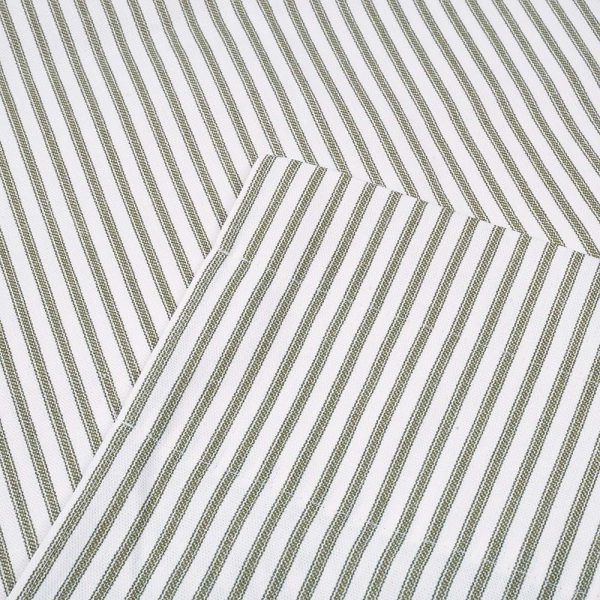 Ellis Curtain Plaza Classic Ticking Stripe Printed on Natural Ground 1.5 Rod Pocket Tailored Tiers Sage - 图片 5