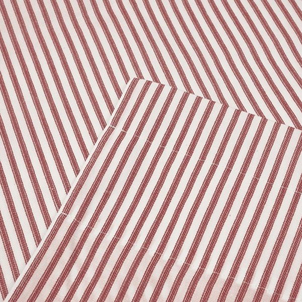 Ellis Curtain Plaza Classic Ticking Stripe Printed on Natural Ground Tailored Panel Pair with Tiebacks Brick - 图片 5