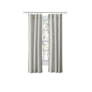 Ellis Curtain Plaza Classic Ticking Stripe Printed 3 Rod Pocket Tailored Panel Pair with Tiebacks Sage