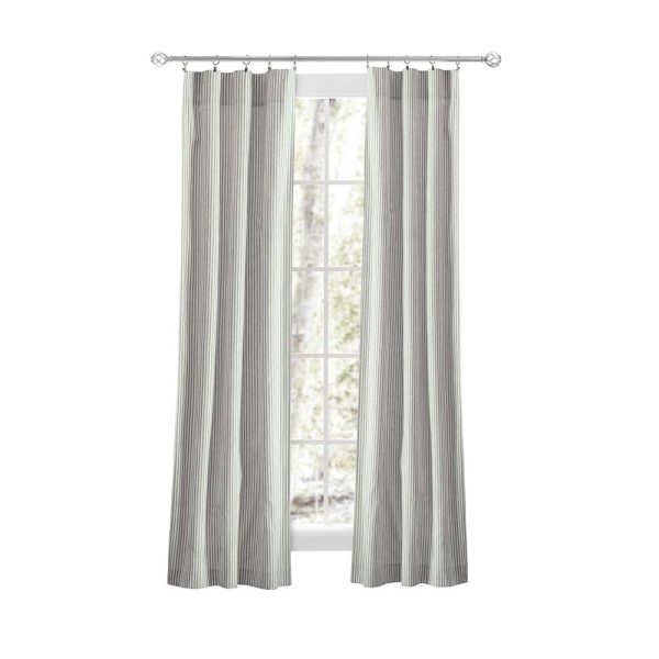 Ellis Curtain Plaza Classic Ticking Stripe Printed 3 Rod Pocket Tailored Panel Pair with Tiebacks Sage - 图片 7