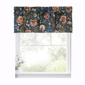 Ellis Curtain Regency Straight 3 Rod Pocket Valances for Windows 50 x 15 Navy