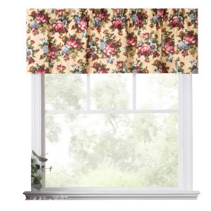 Ellis Bella Rose Stylish Medium Scale Printed Floral Pattern 1.5 Rod Pocket Tailored Valance for Windows 58x15 Butter