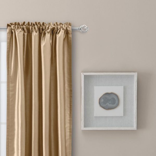 Ellis Curtain Luna Faux-Silk Rod Pocket/Back Tab Tailored Pairs - Taupe - 图片 2