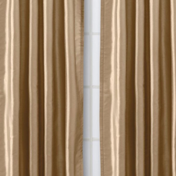 Ellis Curtain Luna Faux-Silk Rod Pocket/Back Tab Tailored Pairs - Taupe - 图片 3