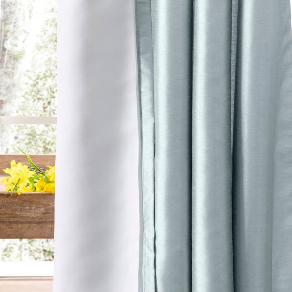 Ellis Curtain Luna Faux-Silk Rod Pocket/Back Tab Tailored Pairs - Blue - 图片 7