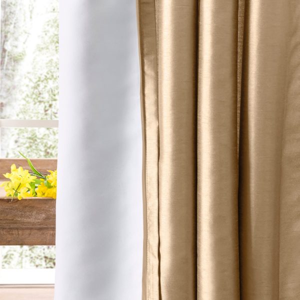 Ellis Curtain Luna Faux-Silk Rod Pocket/Back Tab Tailored Pairs - Taupe - 图片 7