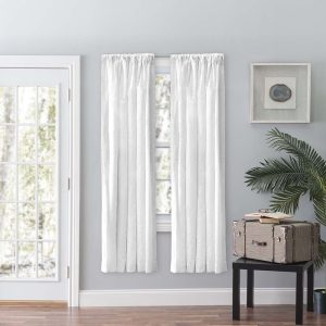 Ellis Eva Candlewick Floral High Quality Embroidery Tailored Panel Pair 3 Rod Pocket White