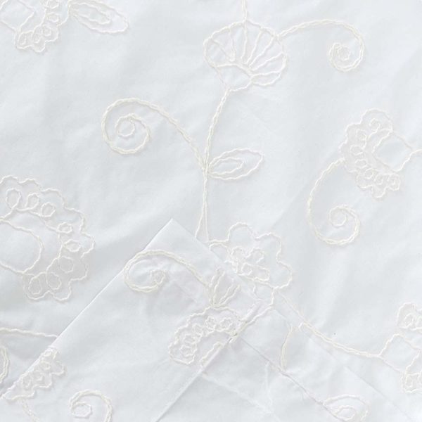 Ellis Eva Candlewick Floral High Quality Embroidery Tailored Panel Pair 3 Rod Pocket White - 图片 5