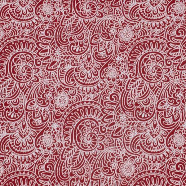 Ellis Segovia Printed Paisley Pattern on Ground 3 Rod Pocket Tailored Pairs with Ties Red - 图片 4