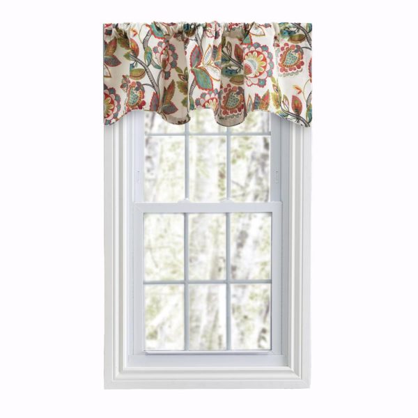 Ellis Curtain Wynette Lined Scallop 3 Rod Pocket Valances for Windows 50 x 16 Multicolor