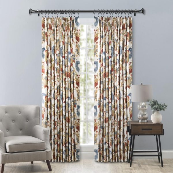 Ellis Cambridge Lined Jacquard Pinch Pleat Jacobean Floral Print Multicolor Drapery 2-Piece Curtain Panels - 图片 6
