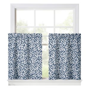 Ellis Curtain Sea Tumble 3 Rod Pocket 100% Cotton Machine Wash and Dry Tailored Valance 50 x 16 Navy