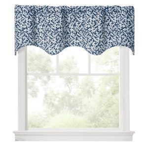 Ellis Curtain Sea Tumble 3 Rod Pocket 100% Cotton Machine Wash and Dry Scallop Valance Lined 50 x 16 Navy